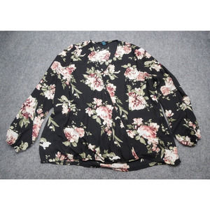 Rue 21 Tunic Top Women's Plus Size 2X Black Floral‎ All Over Print Long Sleeve